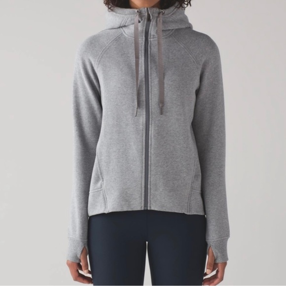 Lululemon Fleece Please Hoodie Heathered Speckled Medium Grey Size 4 - Picture 1 of 12